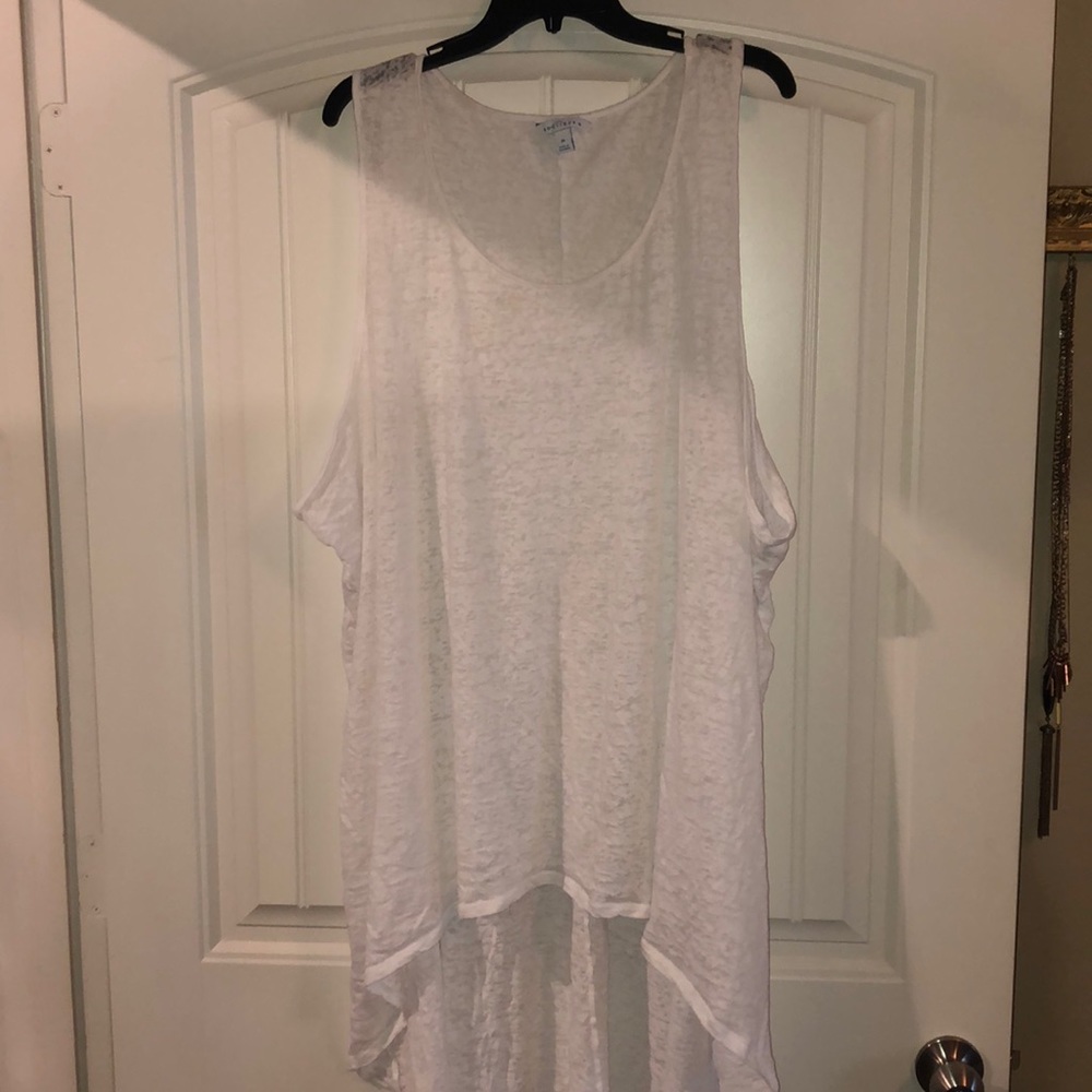 White burnout high/low tank top